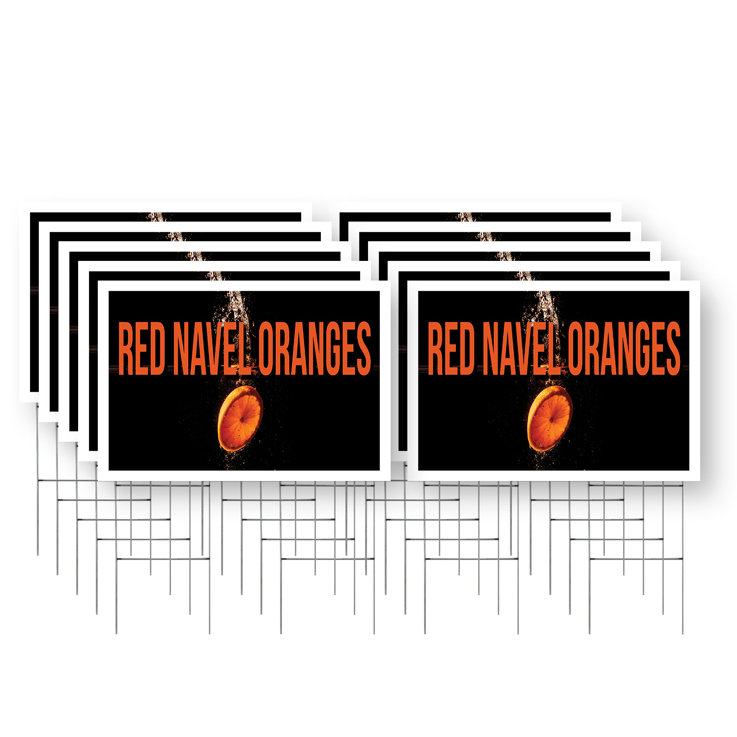 Red Navel Oranges Yard Sign 10 Pack of 24 Inch x 36 Inch Double Sided ...