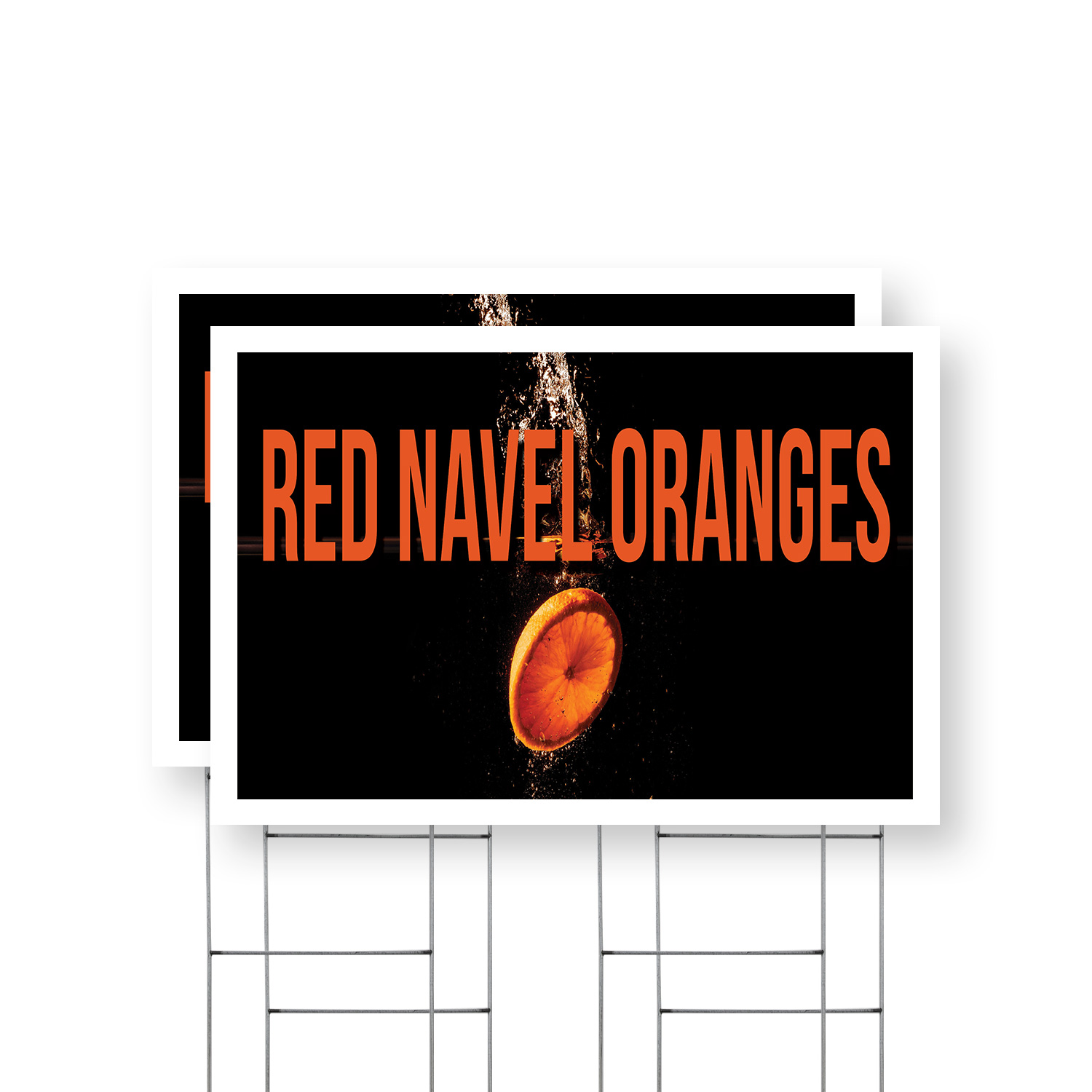 Red Navel Oranges Yard Sign 2 Pack of 24 Inch x 36 Inch Double Sided ...