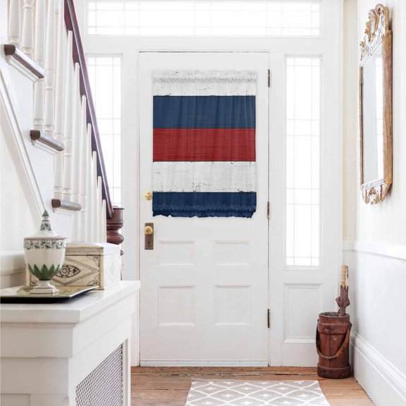 Red Navy Blue Stripe Door Curtains for Door Window, French Sidelight Front Back Door Curtains With Tieback, Retro Farmhouse Striped Vintage Kitchen Rod Pocket Drapes Panel, 54"x40"