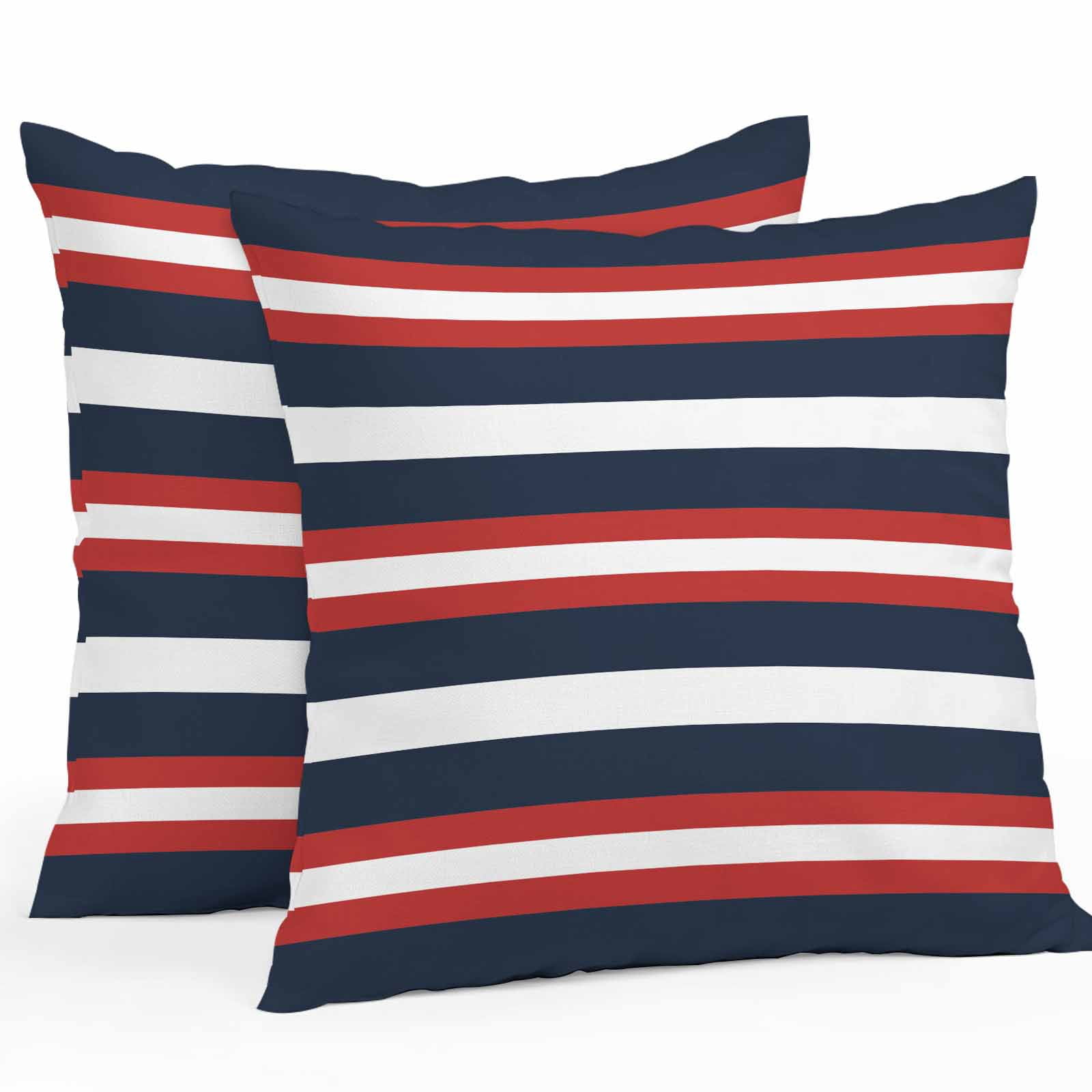 クッションカバー Cushion Cover navy line Red Navy Blue Stripe Outdoor Pillow Covers Set of 2 Modern