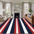 thumbnail image 1 of Red Navy Blue Stripe Washable Living Room Rugs 5'x7', Modern Abstract Low Pile Throw Large Area Rugs Non-Slip Sturdy Edge Binding Carpet for Dining Room Bedside Kitchen, 1 of 9