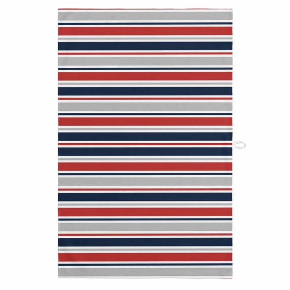 Red Navy Blue Striped 1 Pack Kitchen Towel, Water Absorbent Dish Towel, Farmhouse Stripes Modern Abstract Art Decorative Hand Towels - Quick Drying Cloth for Cooking Baking, 18x28 Inch