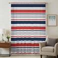 thumbnail image 1 of Red Navy Blue Striped Sheer Curtains 54 Inches Long, Farmhouse Stripes Modern Abstract Art Light Filering Curtains, Breathable Simi Curtain Privacy Drapes for Kitchen Bathroom Small Window Treatment, 1 of 9