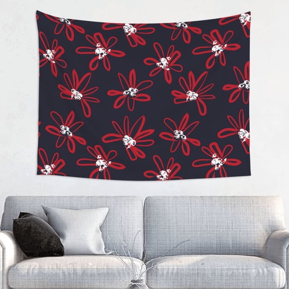 Red Navy Floral Tapestry for Bedroom - Tapestry Wall Hanging Wall Tapestry for Dorm Wall Decor Home Decoration , Aesthetic Funny Tapestry 29 x 37in