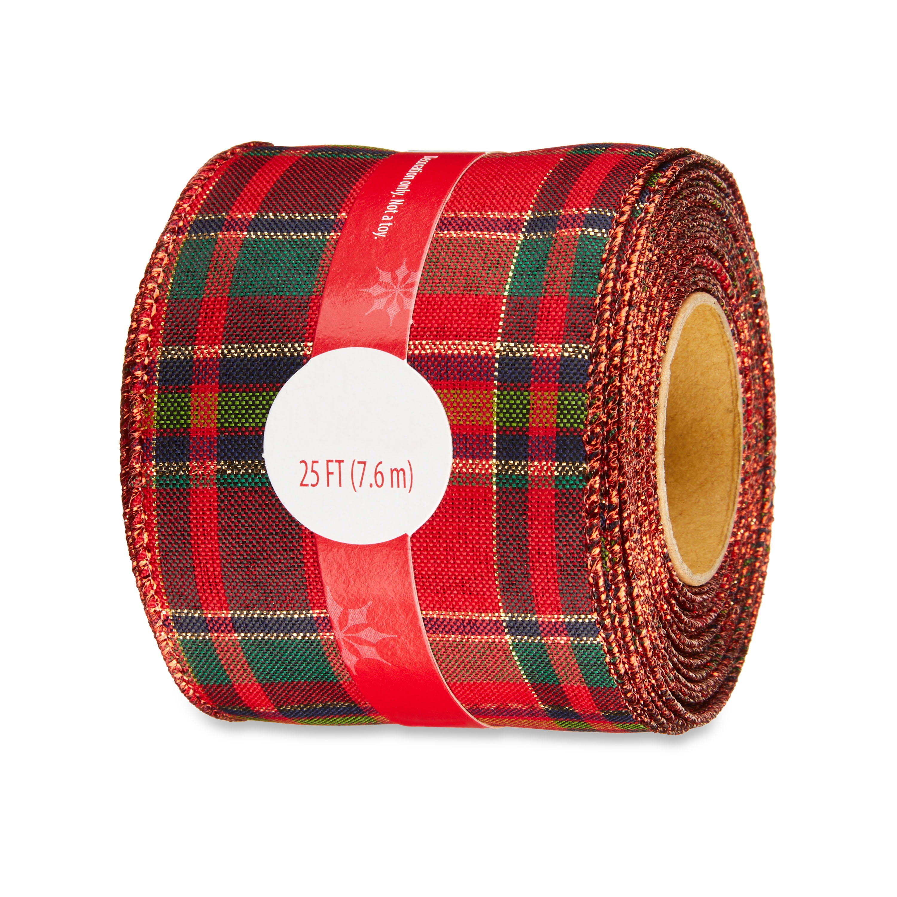 Red & Navy Plaid Christmas Ribbon, 25', by Holiday Time