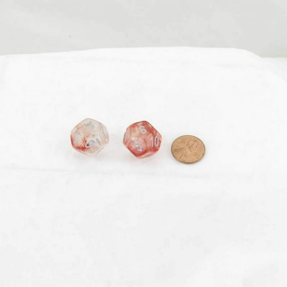 Red Nebula Luminary Dice with Silver Numbers 16mm (5/8in) D12 Set of 2 Wondertrail