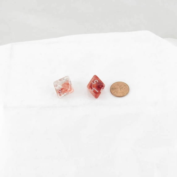 Red Nebula Luminary Dice with Silver Numbers 16mm (5/8in) D8 Set of 2 Wondertrail