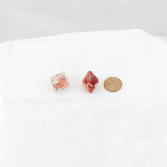 Red Nebula Luminary Dice with Silver Numbers 16mm (5/8in) D8 Set of 2 Wondertrail