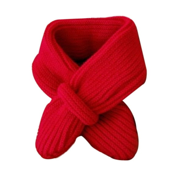 Red Neckerchief Kids Fleece Scarf Solid Knitted Scarves Warm Shawl Children Neck Warmer for Baby Boys Girls 04Y