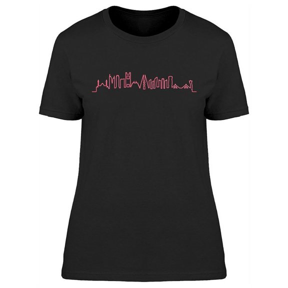 Red Neon Manama City Design T-Shirt Women -Image by Shutterstock, Female Medium