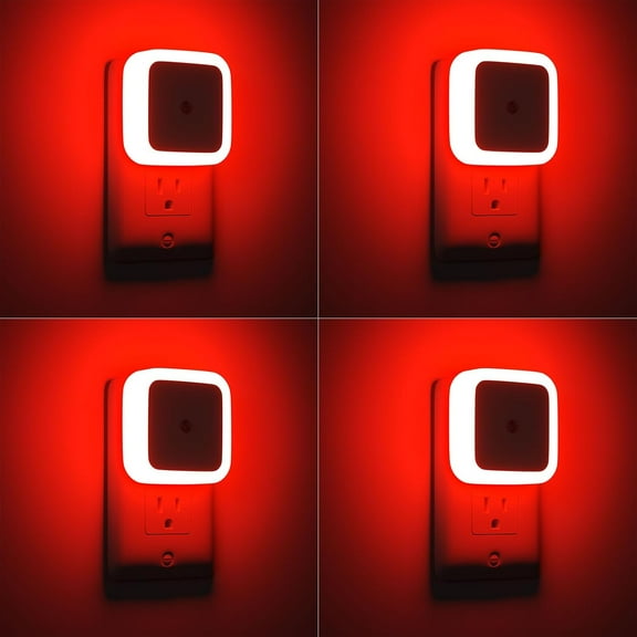 Red Night Light, Night Lights Plug into Wall 4-Pack, Nightlight Plug in Night Light, Dusk to Night Lamp Led Night Lights for Adults Bedroom, Bathroom, Hallway