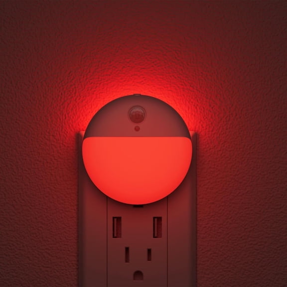 Red Night Lights Motion Sensor, Dimmable Plug in Nightlight, 2 Pack