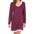 thumbnail image 1 of Red Nightgowns Womens Long Sleeve Nightgowns V Neck Sleepshirts Lace Nightshirts Casual T Shirt Sleep Dress with Sleepwear, 1 of 2