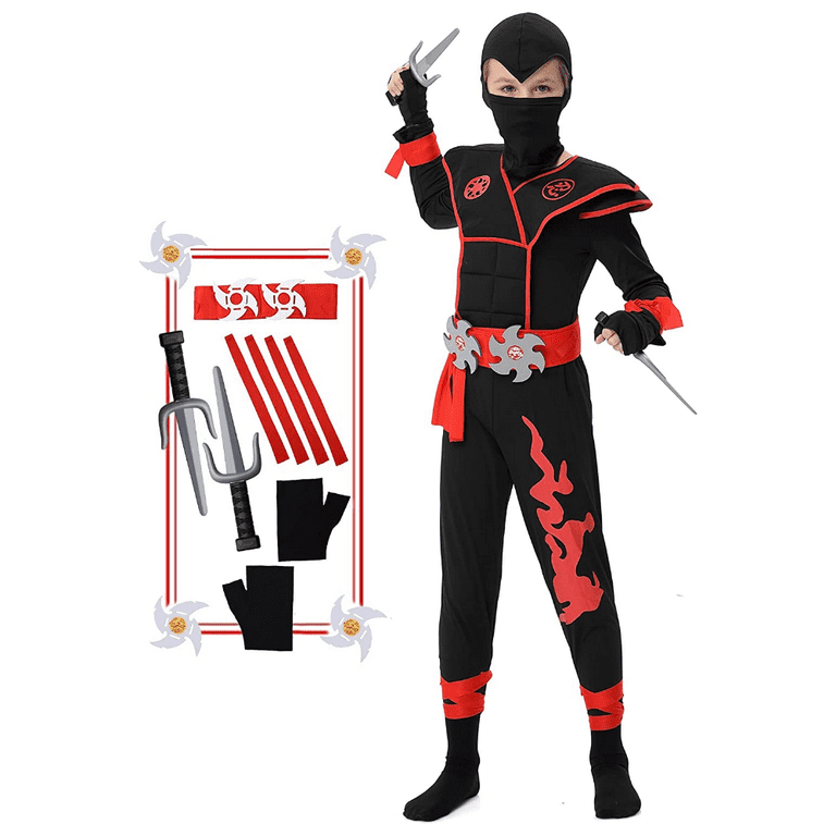 Red Ninja Deluxe Costume Set for Kids Kung Fu Outfit Halloween