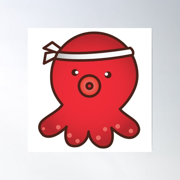 Red Ninja Octopus Poster Wall Art, Modern Wall Decor For Living Room Bedroom, 17x17 UNFRAMED