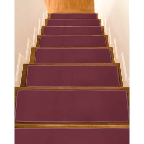 Red Non-Slip Stair Treads for Wooden Steps, 4 Pack-8x30in Carpet Stair Mats with Adhesive Backing, Noise-Reducing Step Covers for Indoor Stairs, Easy to Install & Residue-Free