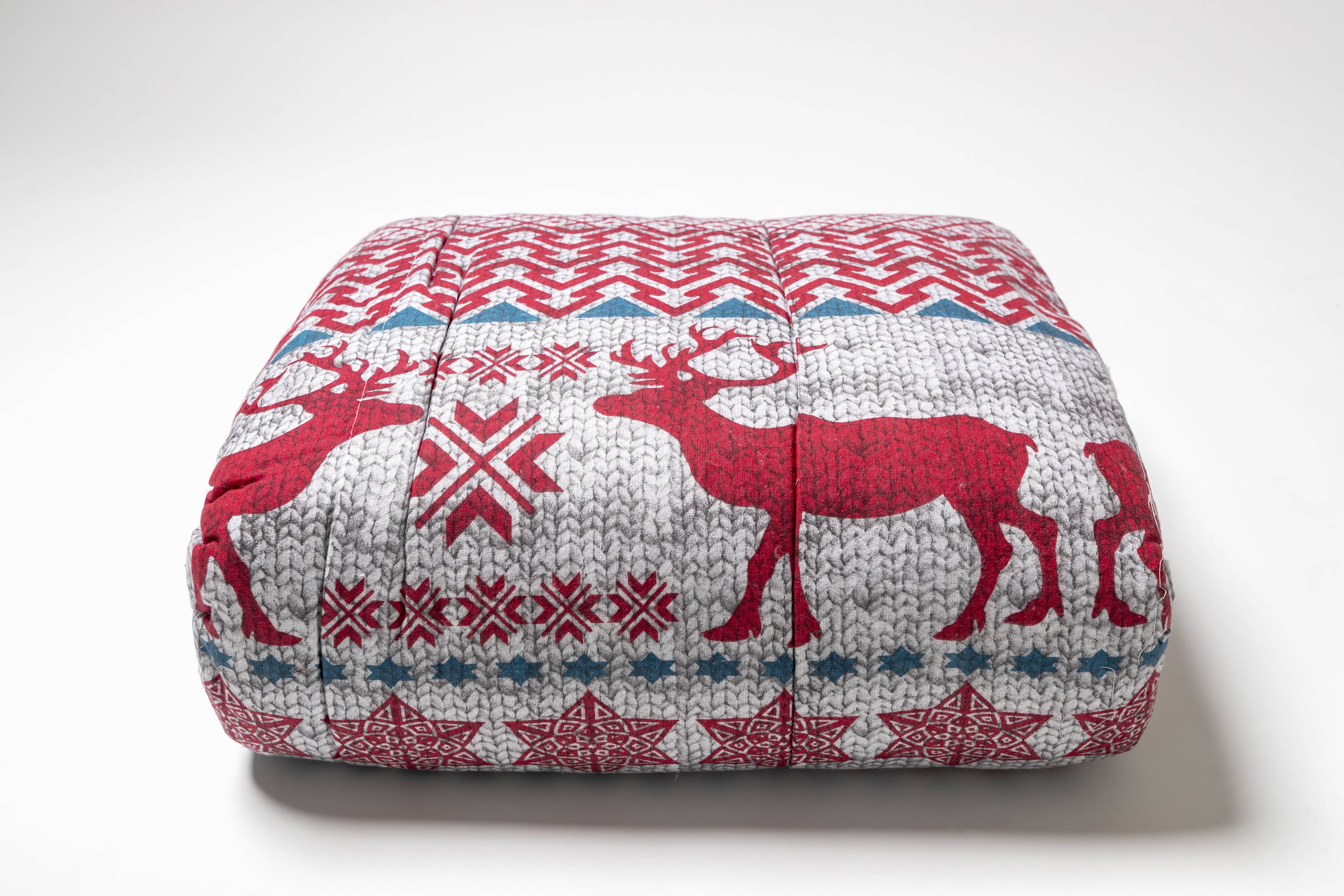 Red Nordic Deer Cotton Flannel Comforter, King