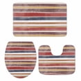 thumbnail image 1 of Red Nordic Style Stripes Bath Mat 3 Piece Bathroom Rug Set, Red Grey Texture Non Slip Bath Rug Contour Mat and Toilet Lid Cover, Absorbent Shower Mats Soft Bath Rugs and Mats Sets, 1 of 8