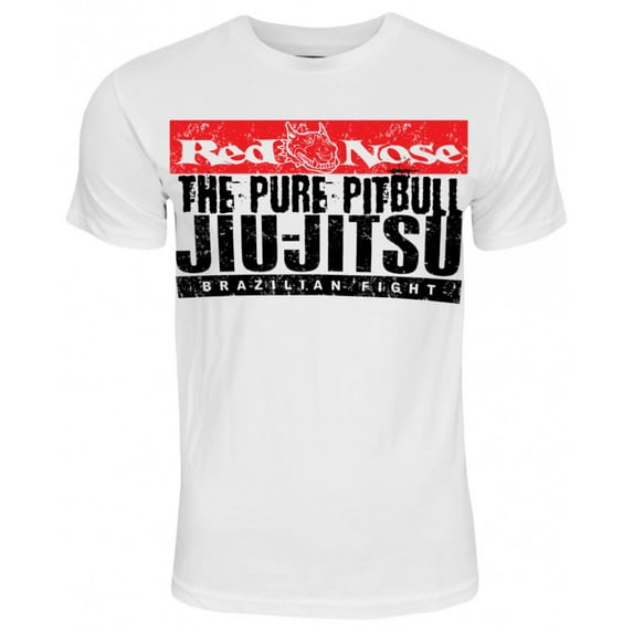 Red Nose Jiu-Jitsu Pure Pitbull Fight Shirt, White