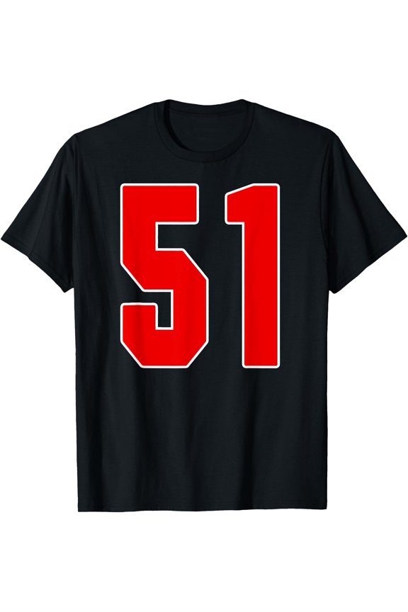 Red Number 51 Big #51 Uniform Favorite Player T-Shirt, Unisex T-Shirt