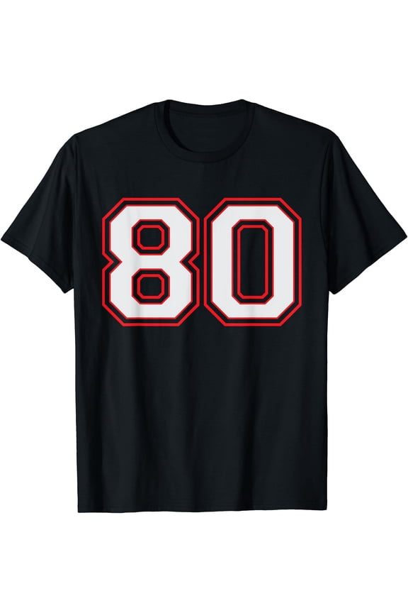 Red Number 80 Sports Player Fun Game Winner #80 Lucky T-Shirt