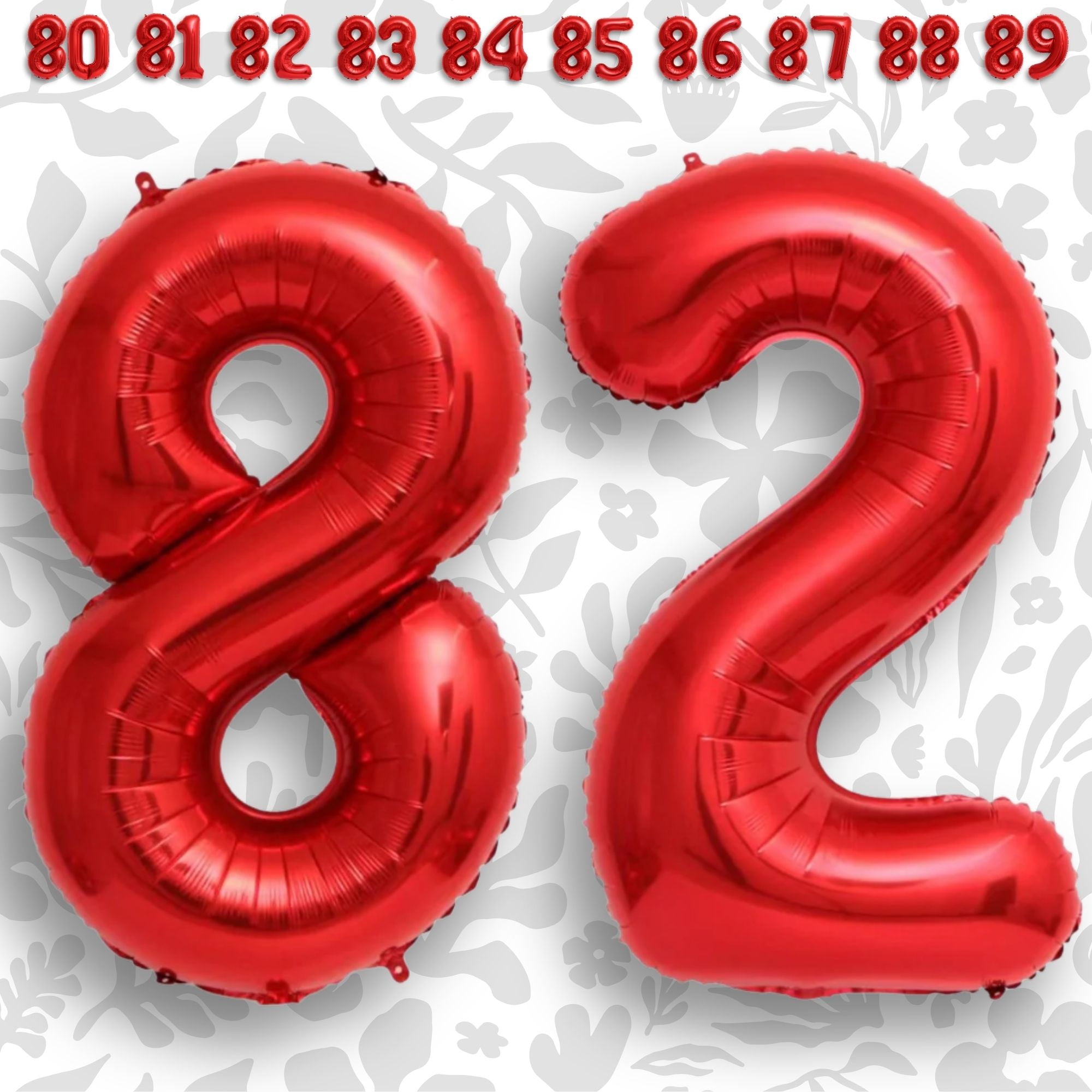 Red Number 82 Mylar Foil Balloon 40