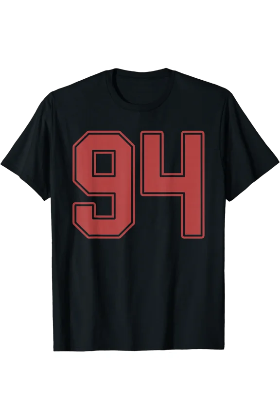 Red Number 94 Player Uniform #94 T-Shirt