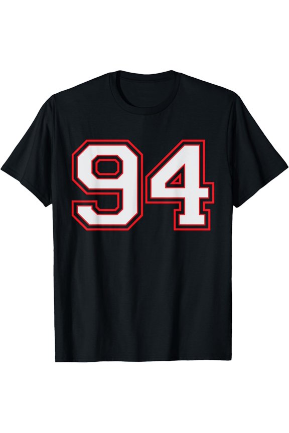 Red Number 94 Sports Player Fun Game Winner #94 Lucky T-Shirt