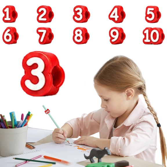 Red Numbered Silicone Pencil Toppers 1-10, 10x Colorful Identification Caps for Classroom Organization & Student Supply Management, Durable Flexible Protective Pencil Tip Covers, By Cosmug