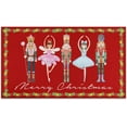 thumbnail image 1 of Red Nutcrackers Merry Christmas Doormat, Xmas Front Door Mat, Christmas Decorations for Home Seasonal Winter Low-Profile Entrance Rug for Indoor Outdoor 17" x 30" (Red), 1 of 6