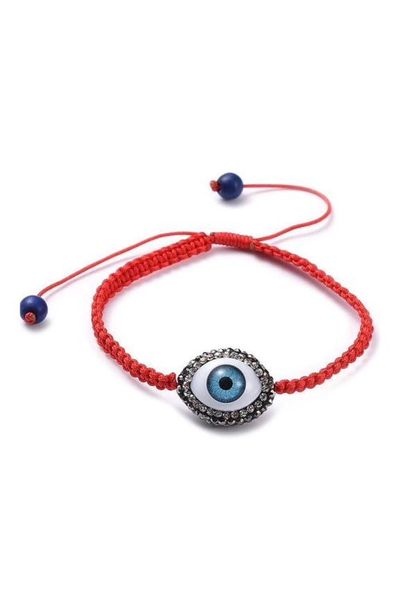 Red Nylon Thread Braided Bracelet Evil Eye Beads Turquoise Adjustable Z125