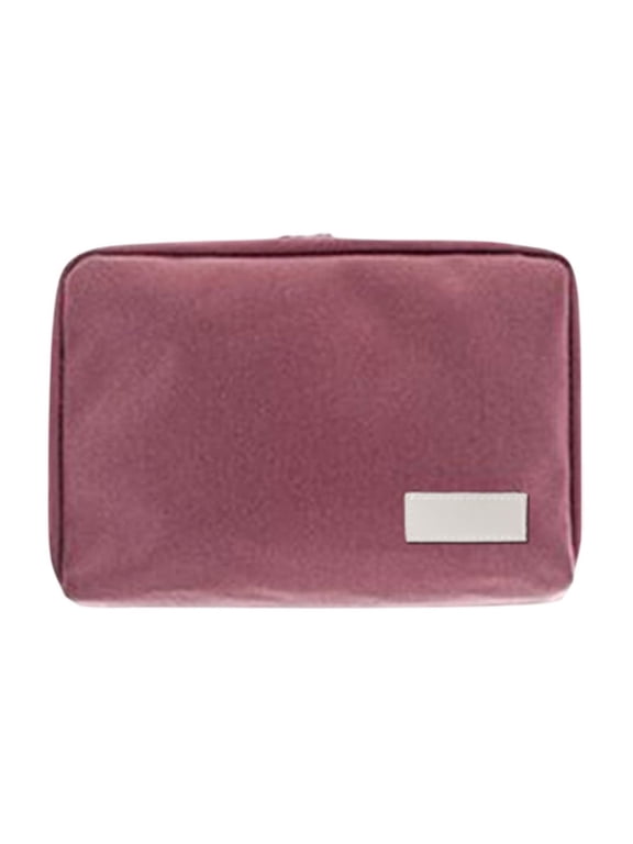 Red Nylon Travel Organizer Pouch Multi Functional Zipper Wallet For Passport Tickets Cards Cash Cosmetics 7.09X4.53X2.17Inch Unisex Storage Bag