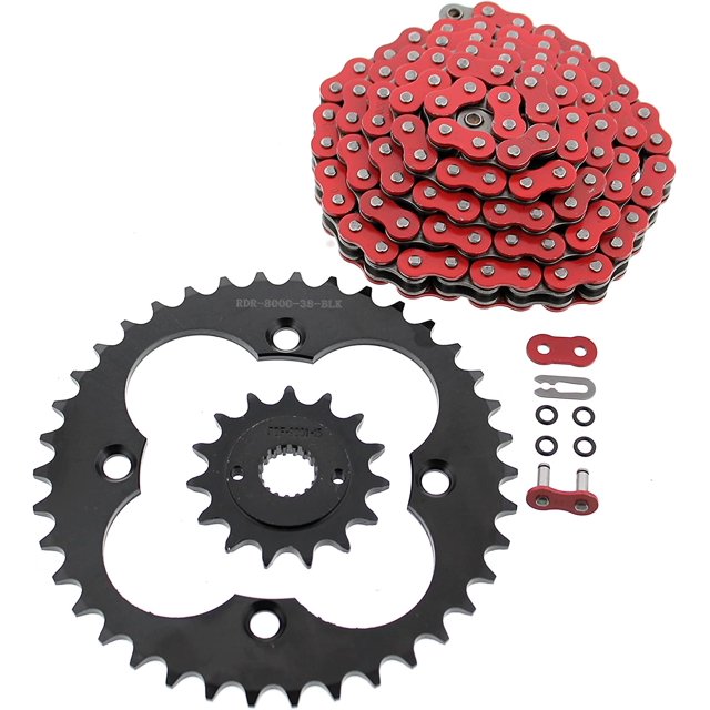Red ORing Chain & Black Sprockets fit Honda 400EX TRX400EX 19992004