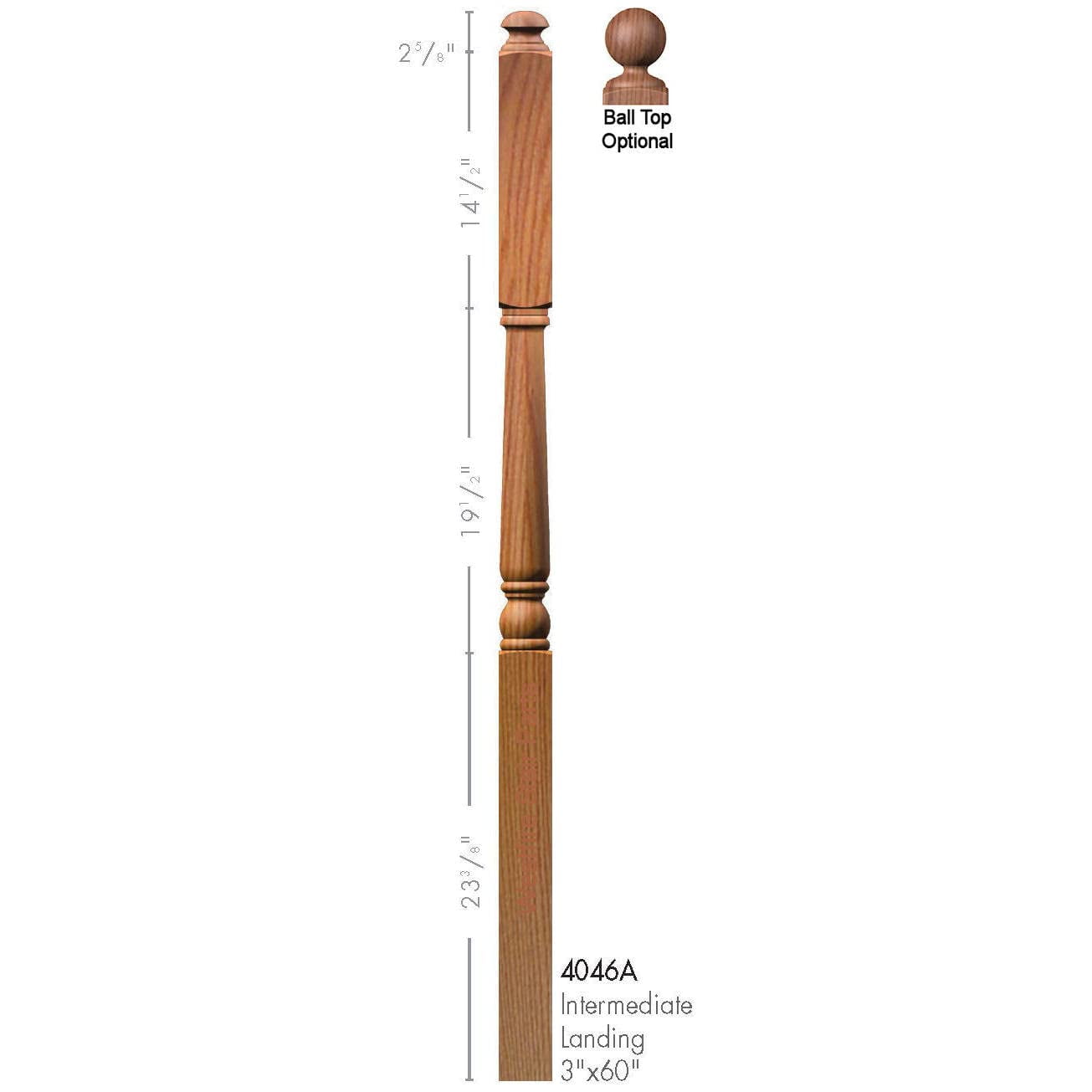 Red Oak Colonial Intermediate Newel Post