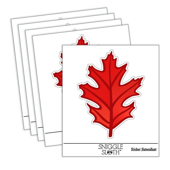 Red Oak Leaf Car Window Bumper Water Bottle Phone Tablet Laptop Waterproof Vinyl Decal Sticker Set 5-Pack - Gloss Finish - 2.0"