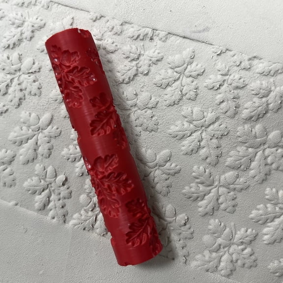 Red Oak Leaf and Acorn Embossing Roller - Premium Carving Texture Tool for Clay, Resin, and Leather Crafts