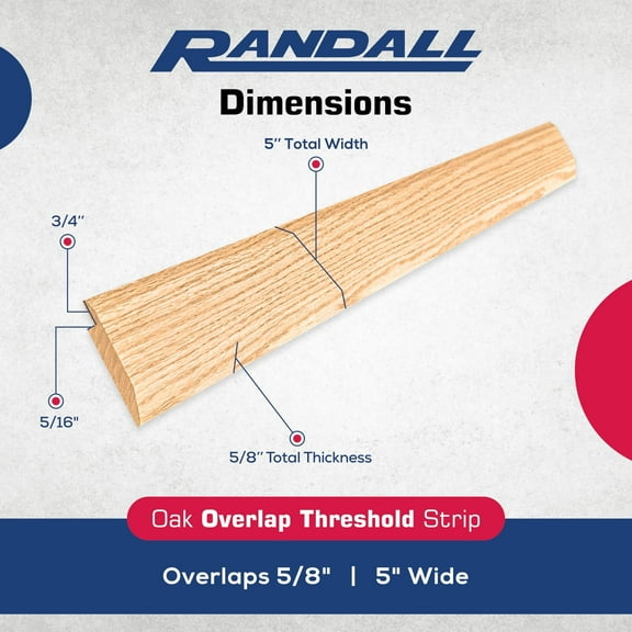Red Oak Overlap Threshold 5" Wide x 5/8" Thick with 5/16" Overlap (72 3/4" Long)