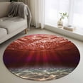 thumbnail image 1 of Red Ocean Round Area Rugs 3 ft, Underwater World Clear Water Ripple Sunlight Washable Small Area Rug with Non-Slip Sturdy Edge Binding Round Front Door Mat Floor Carpet for Entryway, 1 of 9