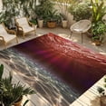 thumbnail image 1 of Red Ocean Waves Outdoor Rug for Patio/Deck/Porch, Non-Slip Large Area Rug 5 x 8 Ft, Summer Beach Coastal Abstract Indoor Outdoor Rugs Washable Area Rugs, Reversible Camping Rug Carpet Runner, 1 of 8