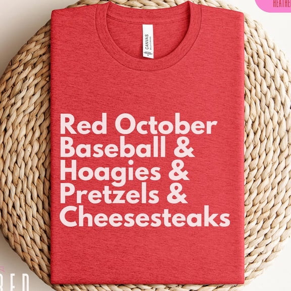 Red October Baseball Shirt, Philly Food Tee, Hoagies Pretzels Cheesesteaks T-Shirt, Funny Philadelphia Baseball Top, Retro Sports Fan Gift