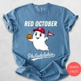 thumbnail image 1 of Red October Halloween Ghost Comfort Colors T-Shirt, Philadelphia T-Shirt, Spooky Baseball Halloween Shirt, Halloween Ghost Philadelphia Tee, 1 of 2