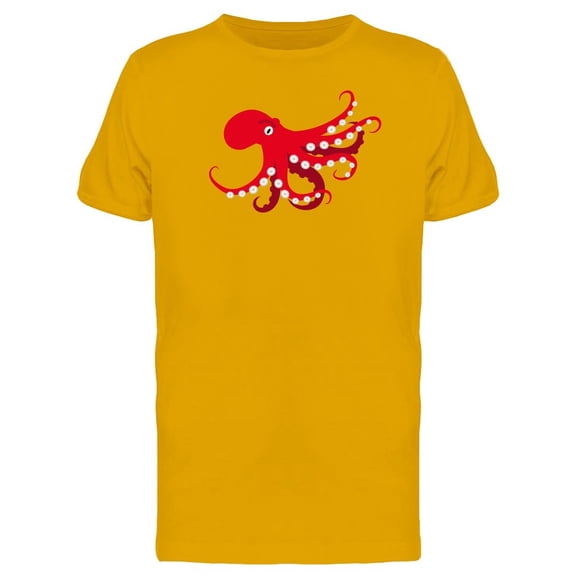 Red Octopus Cartoon T-Shirt Men -Image by Shutterstock, Male Medium
