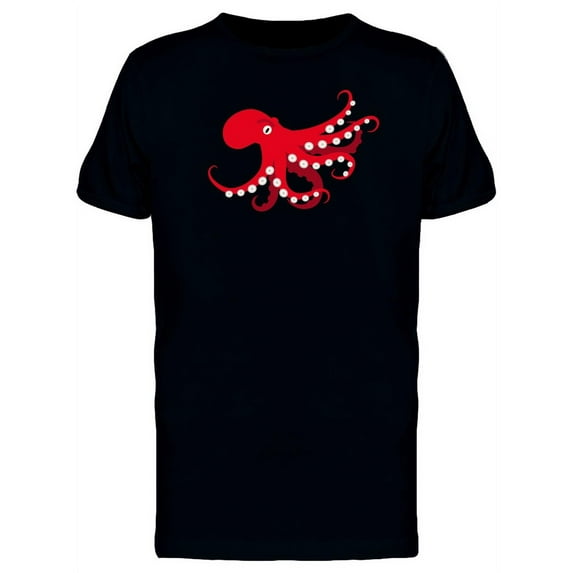 Red Octopus Cartoon T-Shirt Men -Image by Shutterstock, Male XX-Large