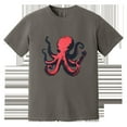 Red Octopus Design Comfort Color TShirt Sea Style, for men & women, up