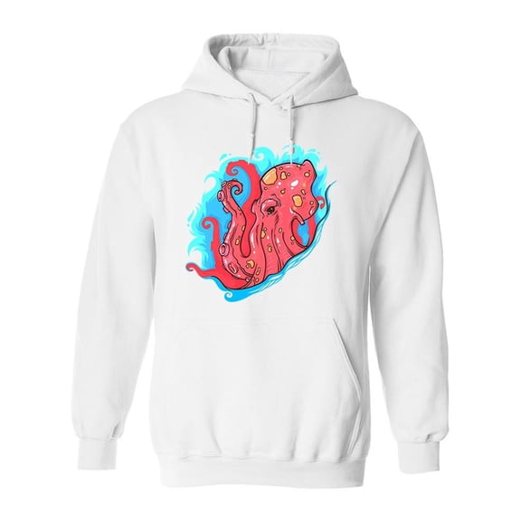 Red Octopus Design. Hoodie Men -Image by Shutterstock, Male XX-Large