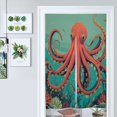 thumbnail image 1 of Red Octopus Door Curtain Nordic Living Room DoorCurtain Porch Partition Curtain Kitchen Rative Half Curtain, 1 of 4
