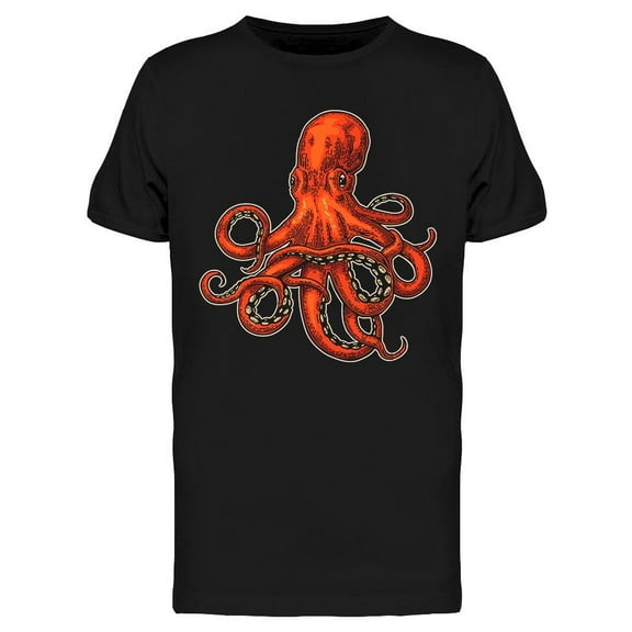 Red Octopus Graphic T-Shirt Men -Image by Shutterstock, Male x-Large