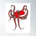 thumbnail image 1 of Red Octopus Poster Wall Art, Modern Wall Decor For Living Room Bedroom, 16x24 UNFRAMED, 1 of 3