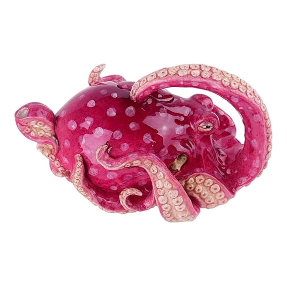 Red Octopus Teapot, 42 oz Ceramic Teapot - Whimsical Coastal Kitchen Decor, Hand Painted, Large Capacity for Tea Lovers