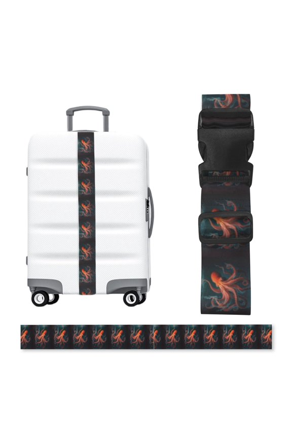 Red Octopus Tentacles Art Adjustable Luggage Strap, 2-Inch Wide Heavy-Duty Suitcase Belt, Buckle Travel Bag Securing Band